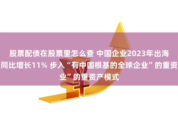 股票配债在股票里怎么查 中国企业2023年出海资金量同比增长11% 步入“有中国根基的全球企业”的重资产模式